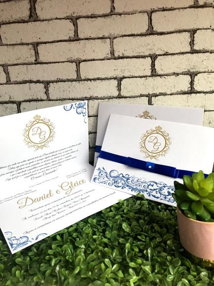 Convites para Casamento Azul Royal