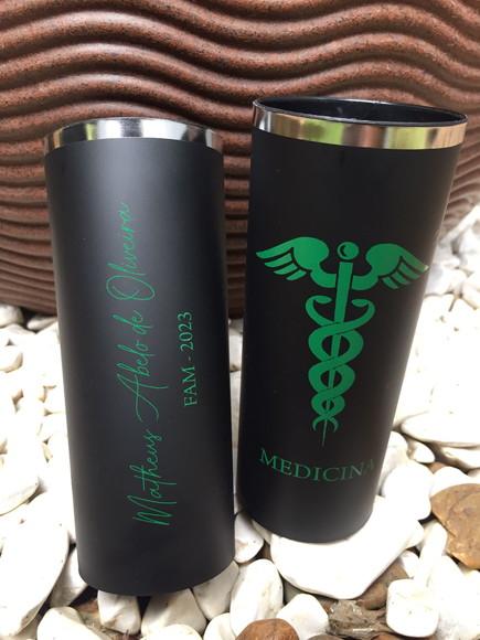 Copo Long Drink Preto Fosco - com Borda Metalizada