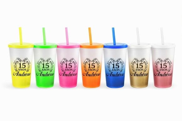 Copo Twister Degradê 500 ml com Tampa e Canudo