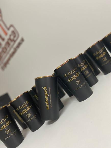 Copo Twister Preto Fosco com Borda Metalizada