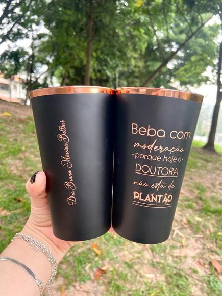 Copo Twister Preto Fosco com Rose Gold