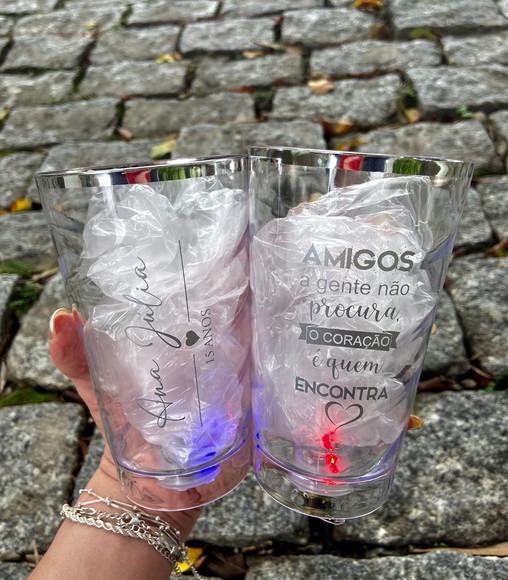 Copos com Led 500 ml com Borda Prata