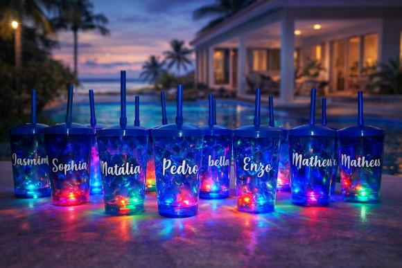 Copos Led 500 ml com Tampa e Canudo - Personalizado