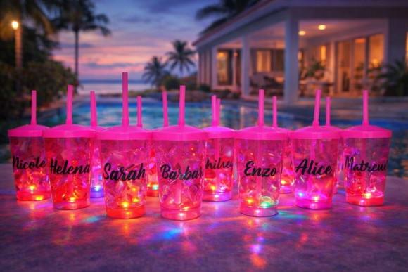 Copos Led 500 ml com Tampa e Canudo - Personalizado