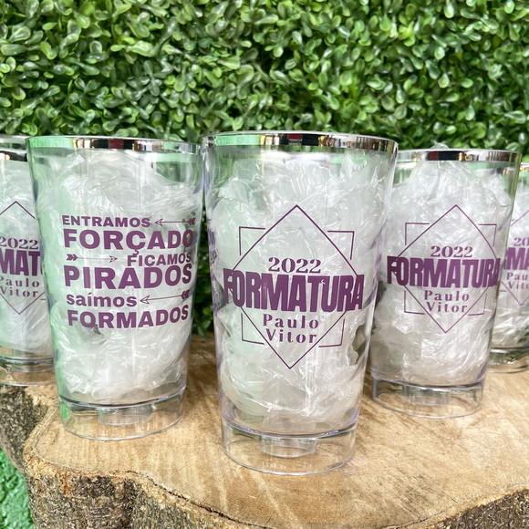 Copos Twister 500 ml com Borda Metalizada Prata