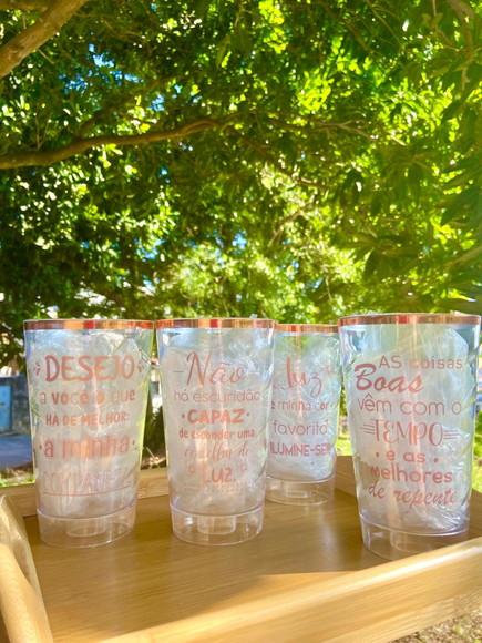 Copos Twister com Borda Metalizada Rose Gold