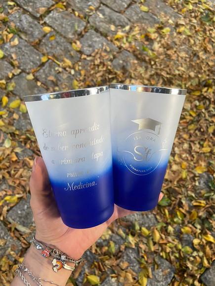 Copos Twister Degrade Azul Escuro com Borda Metalizada