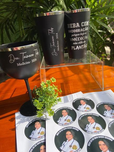 Kit 1 Copo e 1 Taça Gin para Formatura