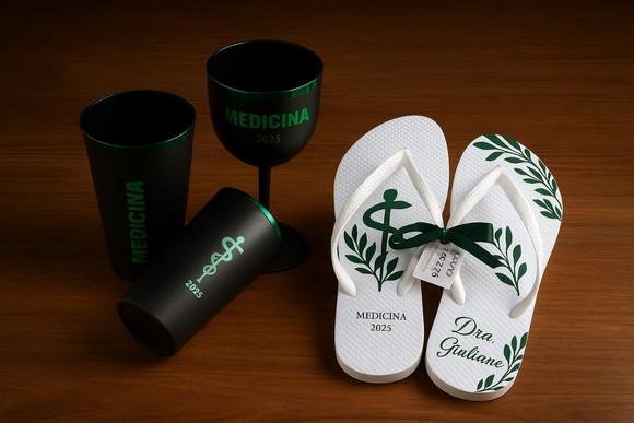 Kit Copo Taças e Chinelo para Formatura ( Pacote)