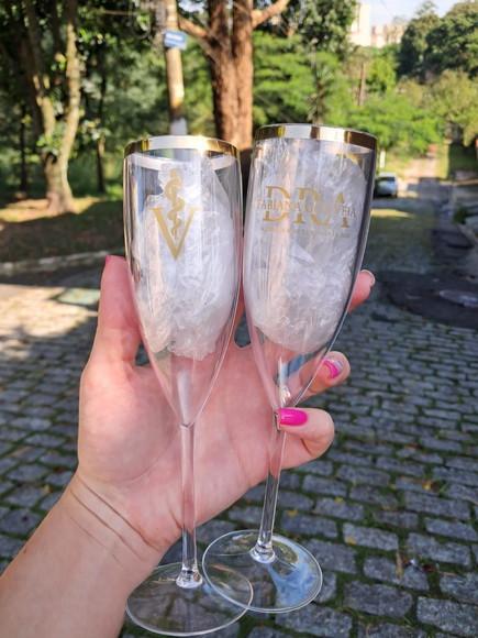 Taça Champanhe com Borda Metalizada