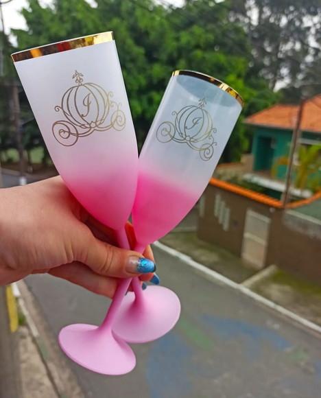 Taça Espumante Degrade com Borda Metalizada