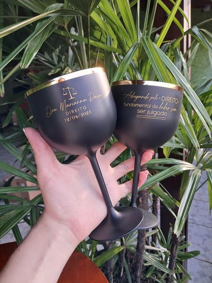 Taça Gin com Borda Metalizada