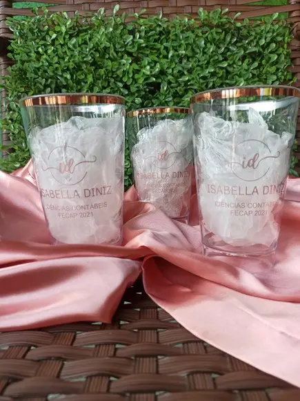 20 Copos Twister 500 ml com Borda Rose - Copo para Formatura