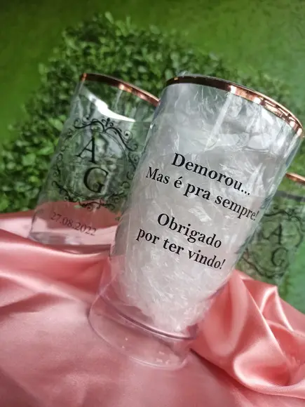 20 Copos Twister 500 ml com Borda Rose- Casamento