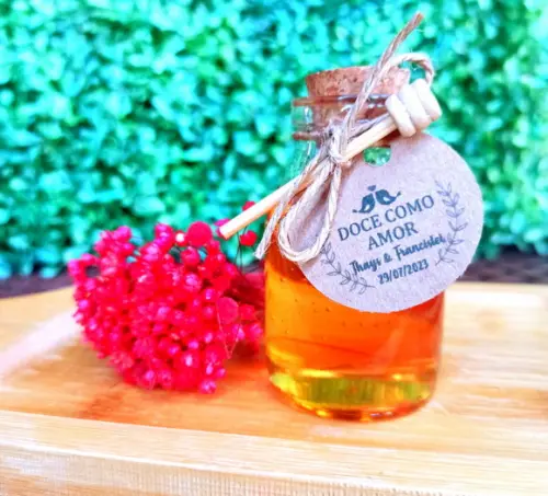 30 Garrafinhas de Vidro 60 ml com Tag Rústica- Lembrancinha