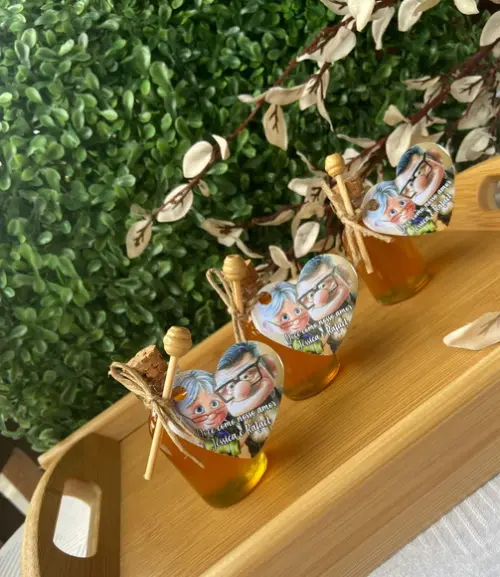 30 Garrafinhas de Vidro com Pega Mel - Casamento