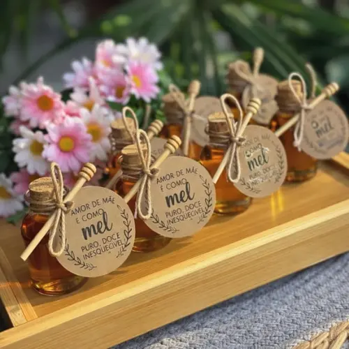 30 Potinho Vidro 20 ml com Pega Mel - Mimo Dia das Mães