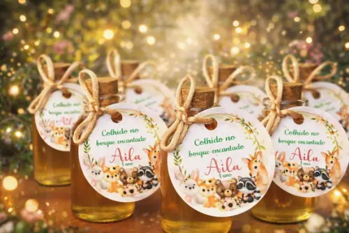 30 Potinho de Vidro para Mel - Lembrancinha Bosque Encantado