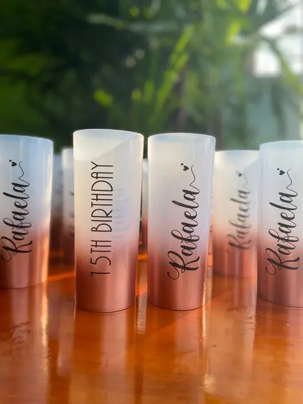 50 Copos Long Drink Degrade - Rose Gold