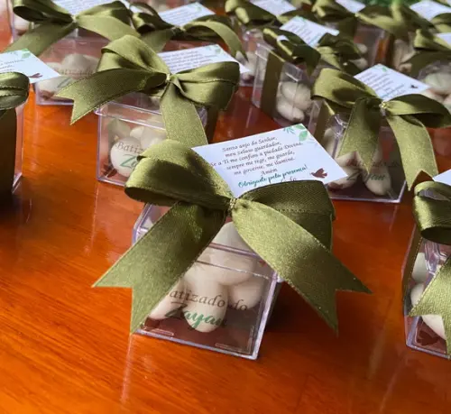 Caixinha Acrílica com Amêndoas- Lembrancinha para Batizado