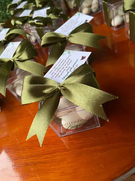 Caixinha Acrílica com Amêndoas- Lembrancinha para Batizado