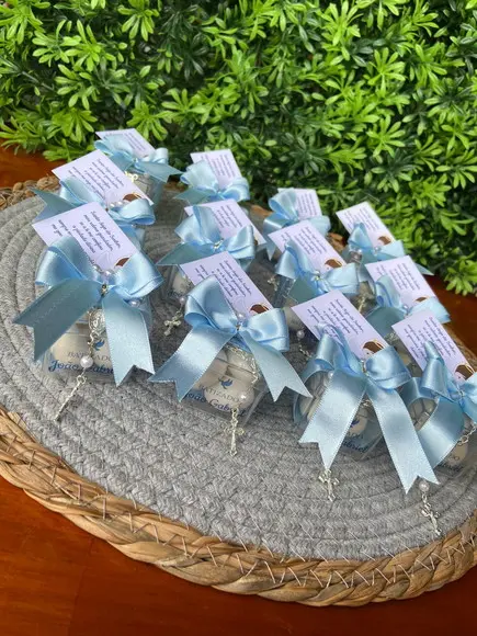 Caixinha com Mini Terço e Amêndoas- Batizado