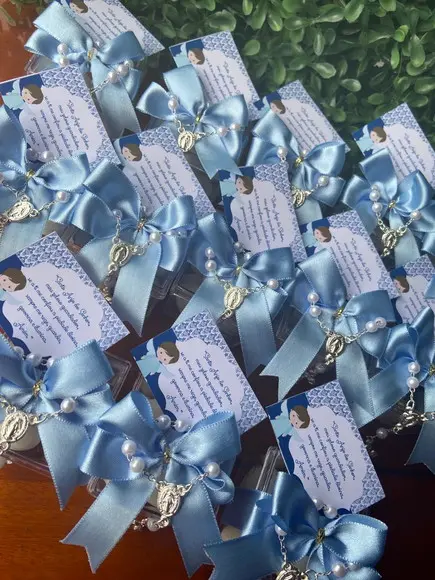Caixinha com Mini Terço e Amêndoas- Batizado