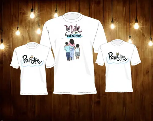 camiseta mãe e filhos(as)