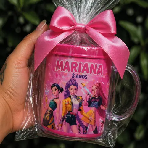 Caneca Acrílica - Lembrancinha Infantil Guerreiras do K Pop