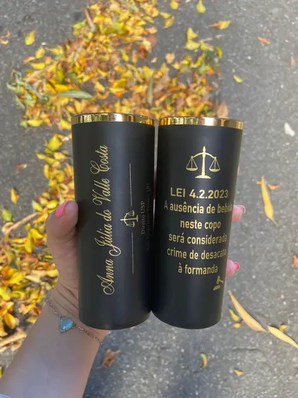Copo Long Drink Preto Fosco - com Borda Metalizada