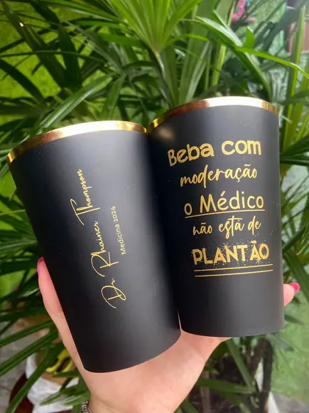 Copo Twister Fosco com Borda Metalizada