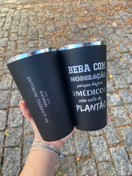 Copo Twister Fosco com Borda Metalizada- Formatura Medicina