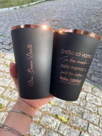 Copo Twister Preto Fosco com Rose Gold