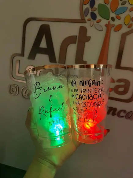 Copos com Led 500 ml com Borda Personalizado- Chá Bar