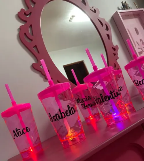 Copos com Tampa e Canudo500 ml com Led - Copos Personalizado