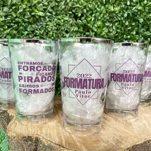 Copos Twister 500 ml com Borda Metalizada Prata