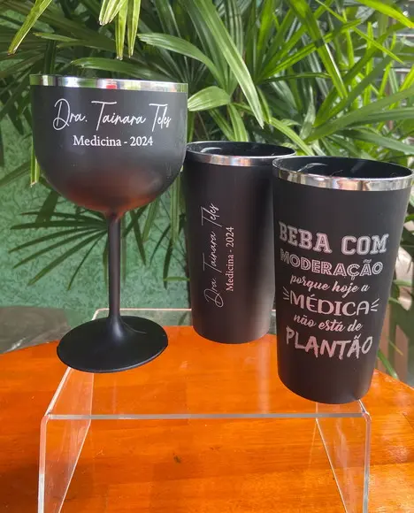 Kit 1 Copo e 1 Taça Gin para Formatura