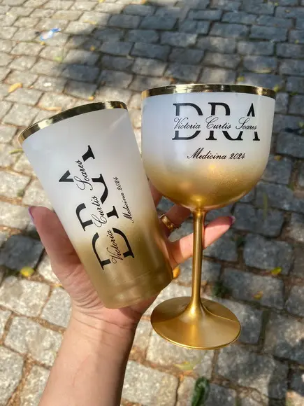 Kit 20 Taças Gin Degrade + 20 Copos Twister para Formatura