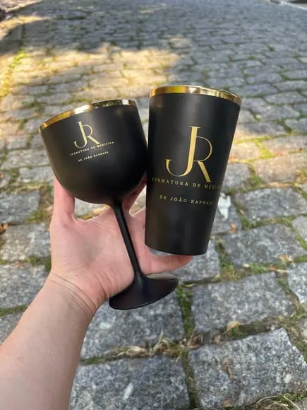 Kit com 1 Taça Gin e 1 Copo Twister Preto Fosco
