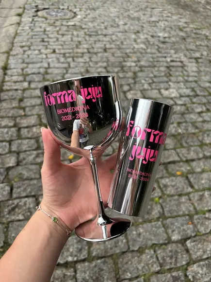 Kit com 1 Taça Gin e 1 Copo Metalizado