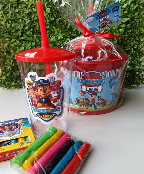 Kit Cineminha:balde de Pipoca + Copo da Patrulha Canina