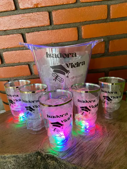 Kit de 20 Copos Led + Balde Personalizado