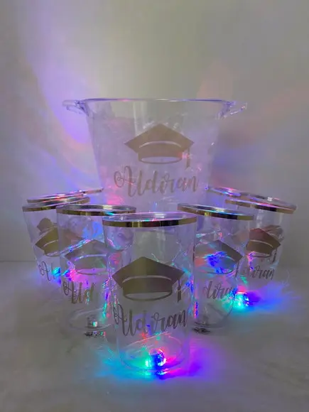 Kit de 20 Copos Led + Balde Personalizado