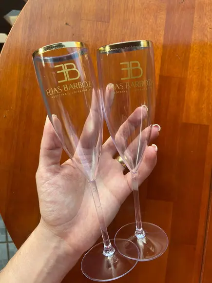 Taça Espumante Cristal com Borda Metalizada