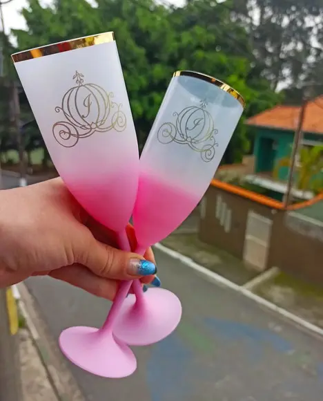 Taça Espumante Degrade com Borda Metalizada
