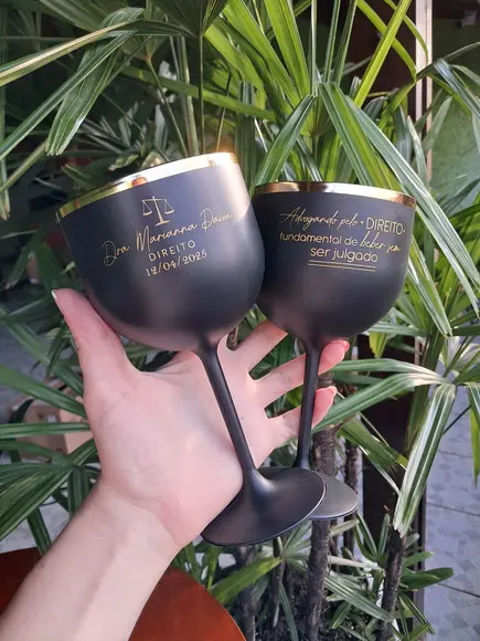 Taça Gin com Borda Metalizada