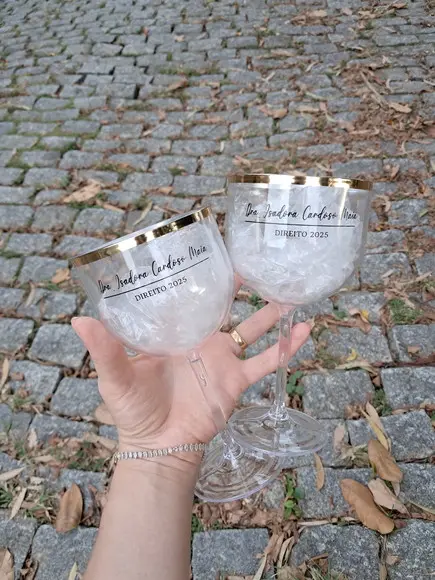 Taça Gin com Borda Metalizada - Taça Gin Formatura