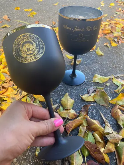 Taça Gin com Borda Metalizada Fosca