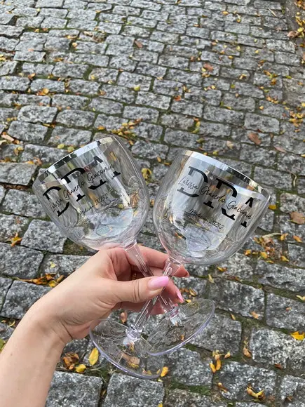 Taça Gin com Borda Metalizada Rose Gold