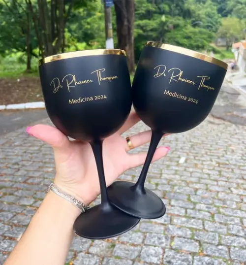 Taça Gin Fosca com Borda Metalizada- Taça para Formatura